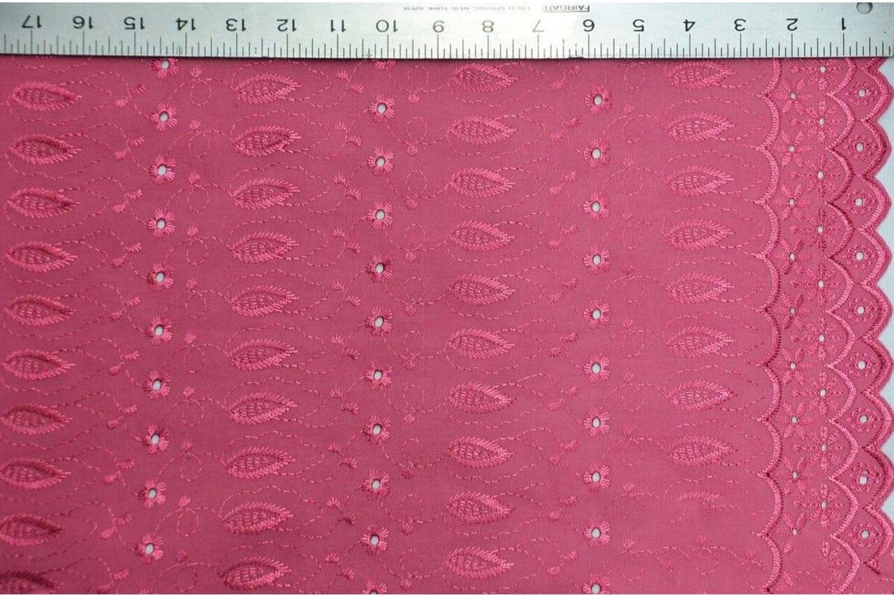 Polyester Cotton Eyelet Embroidery Fabric Double Sided Scallop Border Soft Lightweight 45 Inch Wide